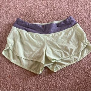 Lululemon Speed Short in lime green and gray